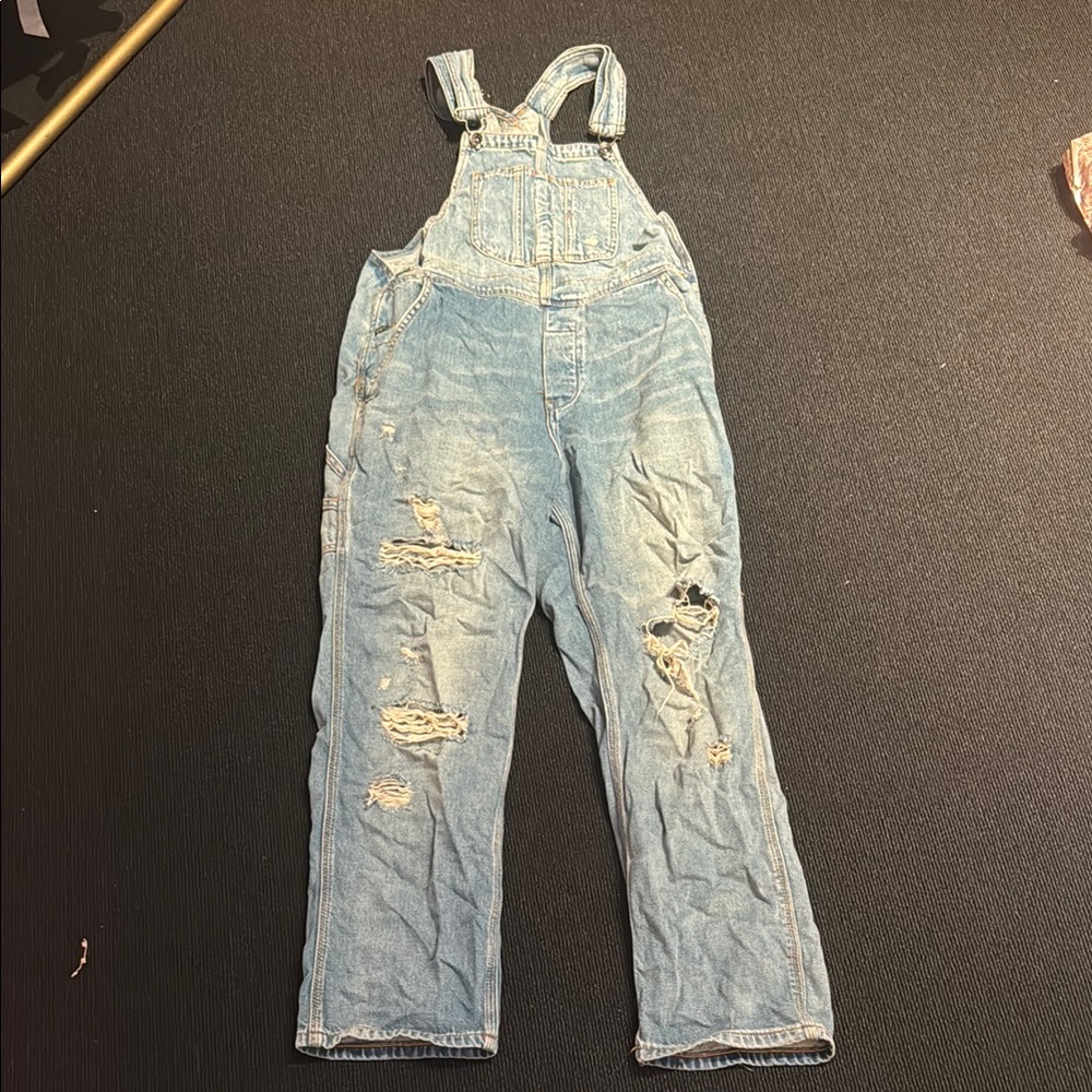 Distressed Denim Overalls